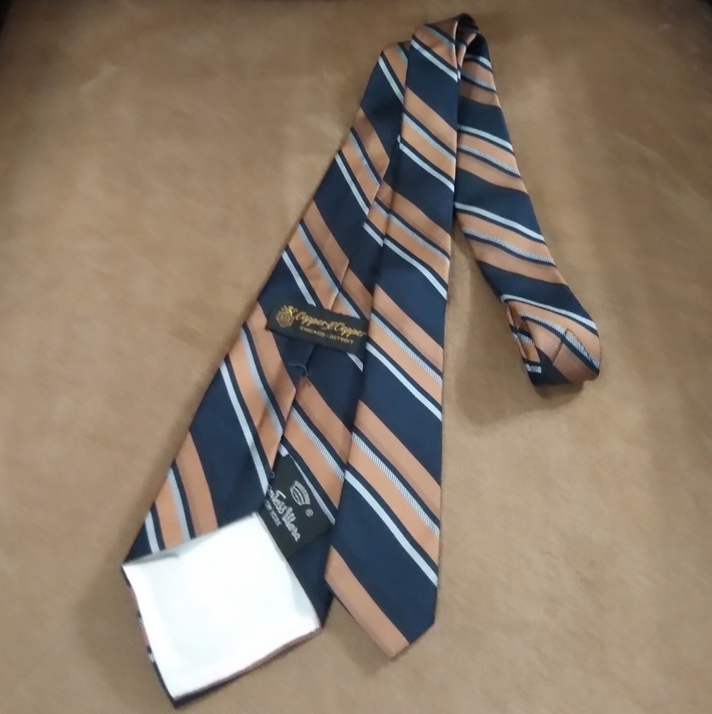 Countess Wara Capper & Capper Collab Striped Black Brown And Grey Repp Tie - Picture 4 of 6